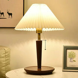 Scandinavian Table Lamp  Pleated Shade With Oak Base - Detailed view