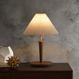 Scandinavian Table Lamp  Pleated Shade With Oak Base - Product example