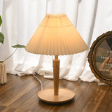Scandinavian Table Lamp  Pleated Shade With Oak Base - Product detail 8