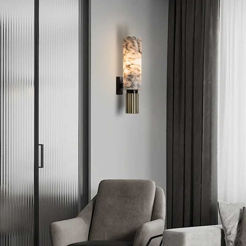 Marble Wall Sconce  Natural Stone Cylindrical Shade - Product detail 6