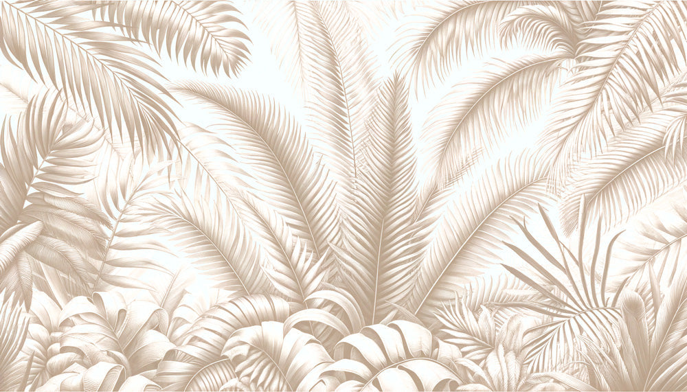 Palm Leaf Wallpaper design file showing detailed beige tropical foliage pattern