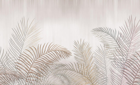 Design file showing detailed palm leaves pattern in soft beige tones