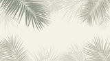 Tropical palm leaves design file showing detailed sage-green fronds pattern on ivory background