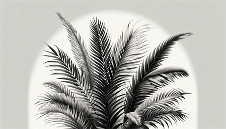 Palm leaves wallpaper design file showing detailed monochrome tropical pattern