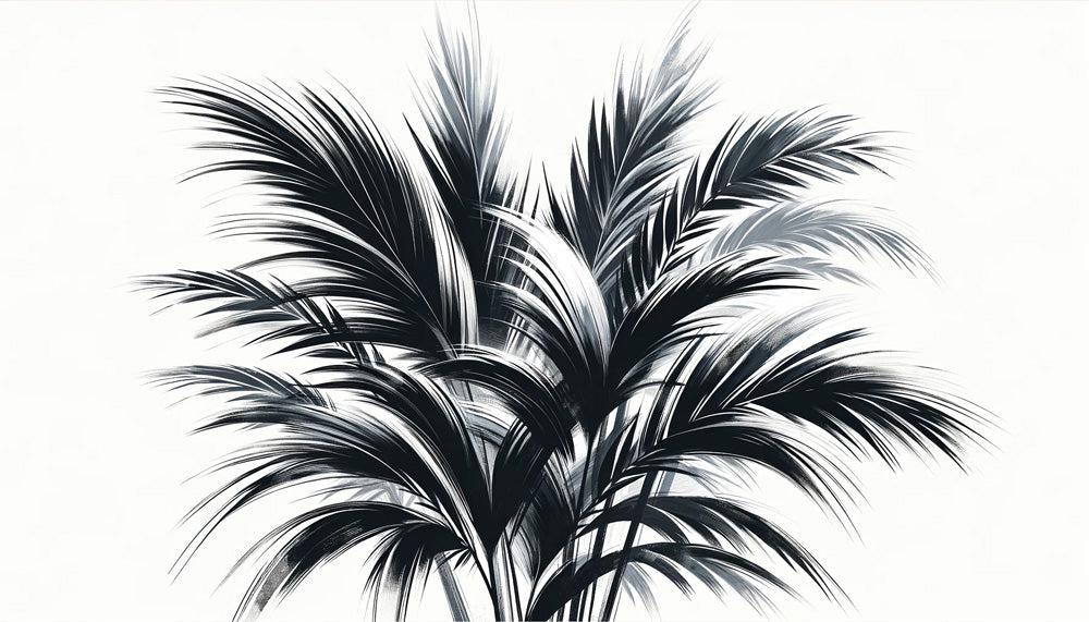 Black and white palm leaf design file showing detailed botanical pattern