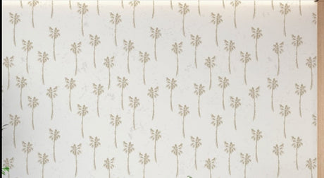 Palm Tree Wallpaper design file showing elegant beige palm pattern on white background