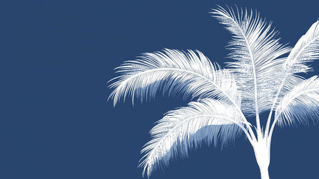 White palm tree silhouette pattern on navy background design file