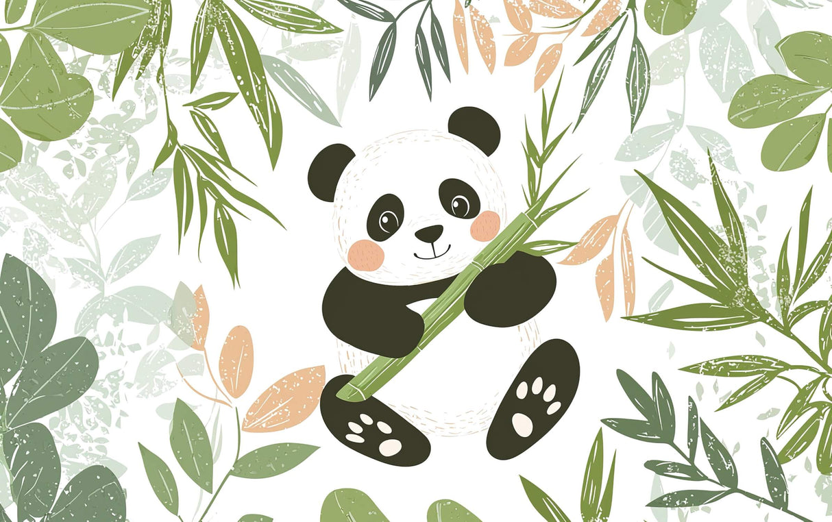 Panda and bamboo forest wallpaper design file showing full pattern details and color scheme