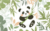 Panda and bamboo forest wallpaper design file showing full pattern details and color scheme