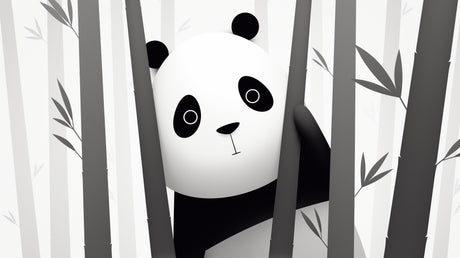 Panda wallpaper design file showing detailed bamboo forest pattern with gentle giant panda face