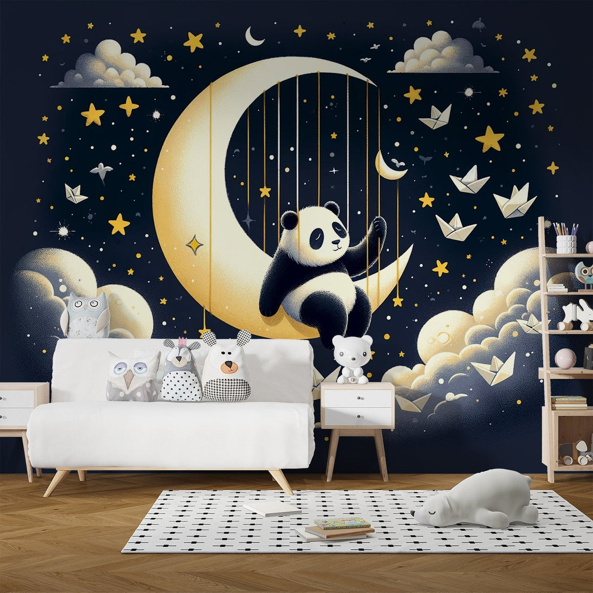 Panda Mural Wallpaper  Dreamy Night Sky Design - Premium wallpaper design showcase