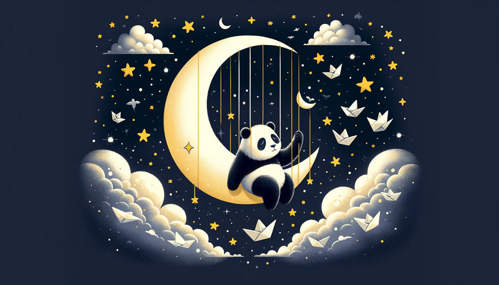 Panda Mural Wallpaper  Dreamy Night Sky Design - Detailed wallpaper pattern view