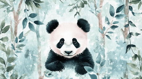 Panda in misty forest design file showing intricate details and cloud patterns
