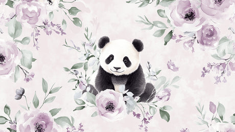 Panda and floral watercolor design file showing intricate pattern details and soft color palette