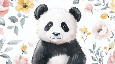 Panda and floral watercolor design file showing delicate pattern details and soft color palette