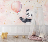 Panda Nursery Wallpaper displayed in a cozy bedroom corner