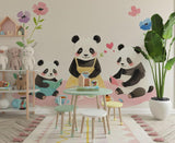 Sweet panda mural transforms a reading nook into a magical story corner