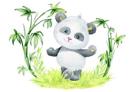 Panda and bamboo watercolor wallpaper design file showing full pattern