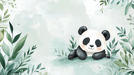 Panda and bamboo garden design file showing intricate watercolor details