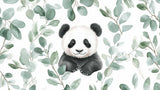 Panda and eucalyptus leaves design file showing intricate watercolor details