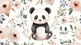 Panda and watercolor flowers design file showing intricate pattern details