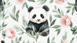 Panda wallpaper design file showing watercolor details and pink blossom pattern