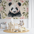 Pink and beige Panda wallpaper mural creating a cozy atmosphere in a modern nursery
