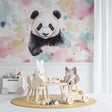 Watercolor Panda Wallpaper creating a sweet atmosphere in a modern nursery with white furniture