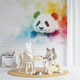 Panda Watercolor Wallpaper bringing color to minimalist nursery space