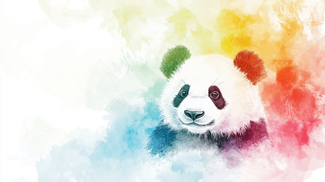 Rainbow Panda Wallpaper design file showing watercolor effects and color transitions