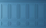 Classic blue paneling wallpaper design file showing detailed molding pattern and rich azure finish