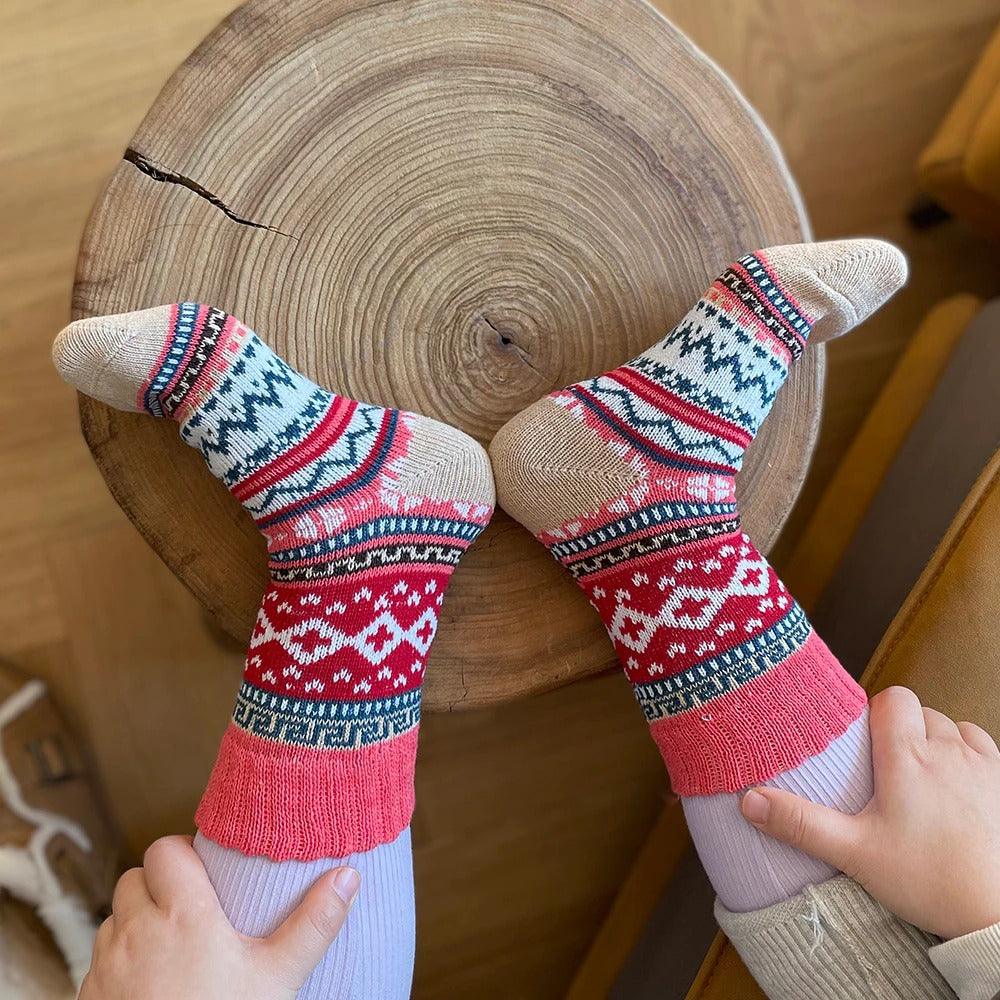Nordic Winter Socks  Scandinavian Pattern Wool Blend - Detailed view