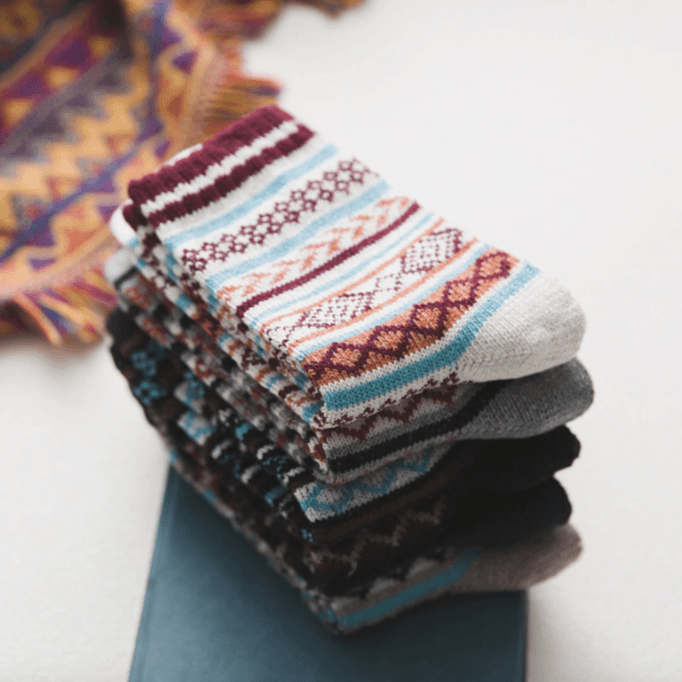 Nordic Winter Socks  Scandinavian Pattern Wool Blend - Product example