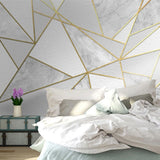 Geometric Mural Wallpaper | Marble and Gold Linear Design