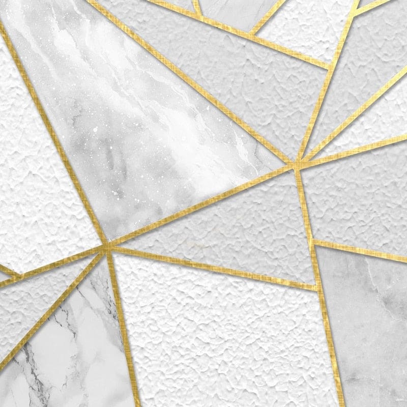 Geometric Mural Wallpaper | Marble and Gold Linear Design