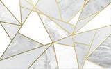 Geometric Mural Wallpaper | Marble and Gold Linear Design