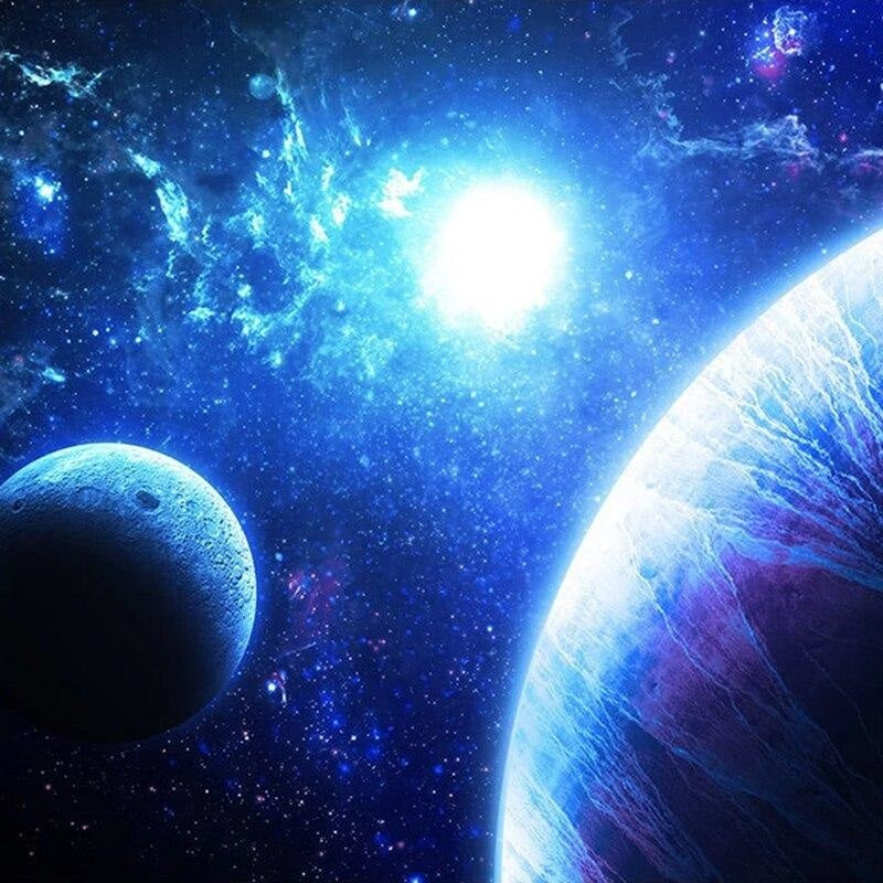 Space Mural Wallpaper | Blue Galaxy and Planets Design