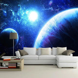 Space Mural Wallpaper | Blue Galaxy and Planets Design
