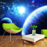 Space Mural Wallpaper | Blue Galaxy and Planets Design
