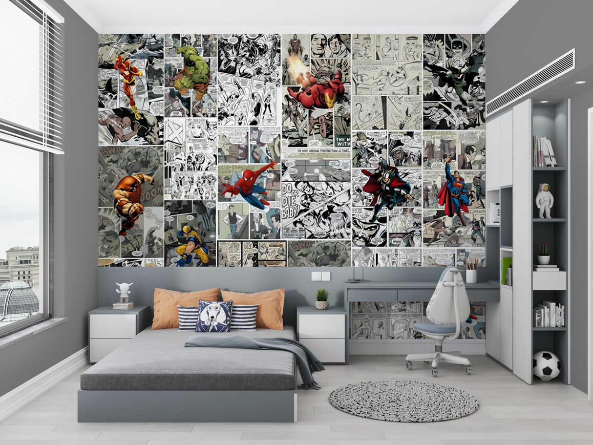 Comic Book Mural Wallpaper | Marvel Superheroes Collection