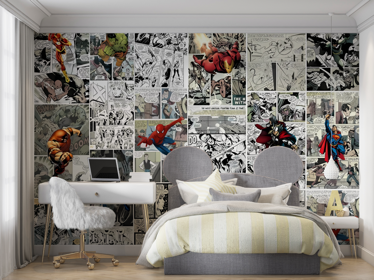 Comic Book Mural Wallpaper | Marvel Superheroes Collection