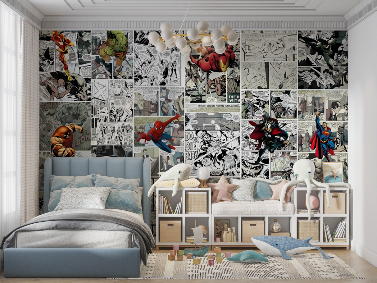 Comic Book Mural Wallpaper | Marvel Superheroes Collection