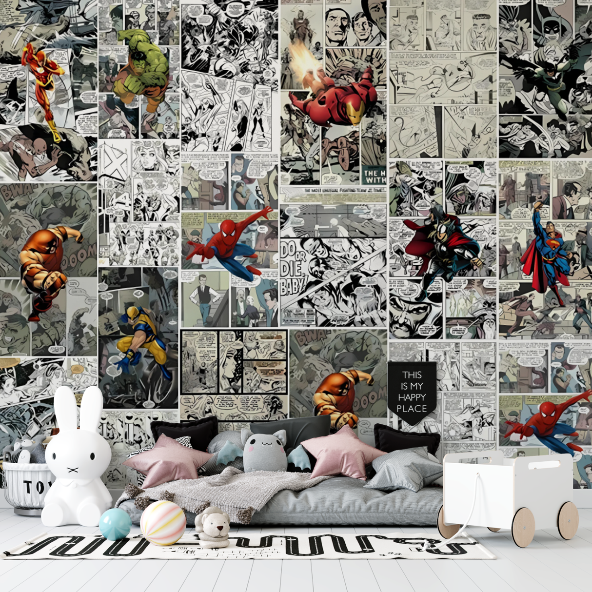 Comic Book Mural Wallpaper | Marvel Superheroes Collection