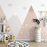 Mountain Mural Wallpaper | Soft Pink Nursery Design