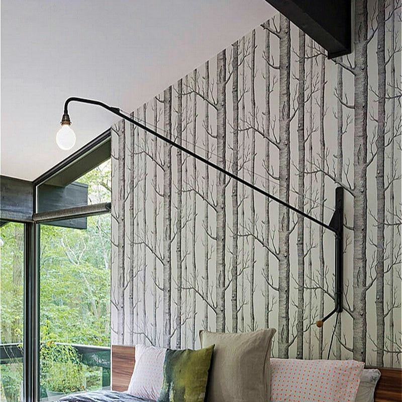 Forest Mural Wallpaper | Black and White Birch Trees Design