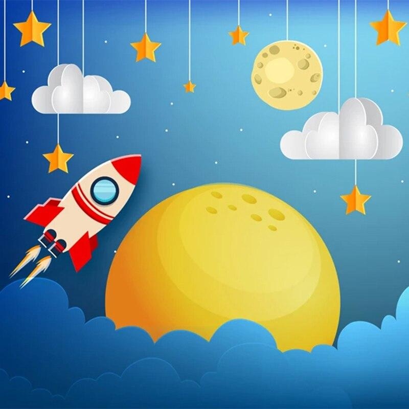 Space Mural Wallpaper | Kids Universe with Rocket and Stars