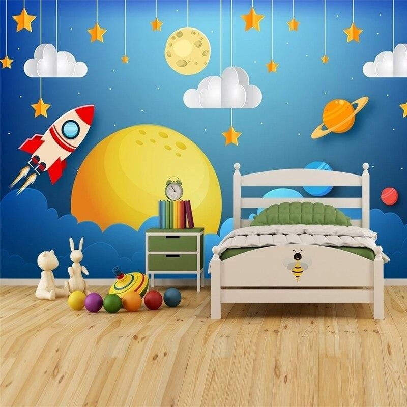 Space Mural Wallpaper | Kids Universe with Rocket and Stars