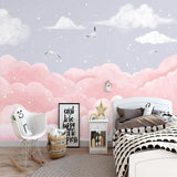Cloud Mural Wallpaper | Pink and Grey Dreamy Sky Design