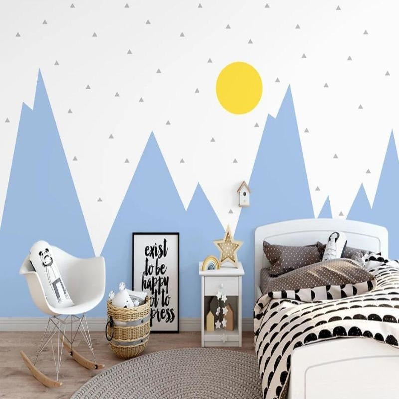 Mountain Mural Wallpaper | Kids Blue Sky Adventure