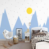 Mountain Mural Wallpaper | Kids Blue Sky Adventure